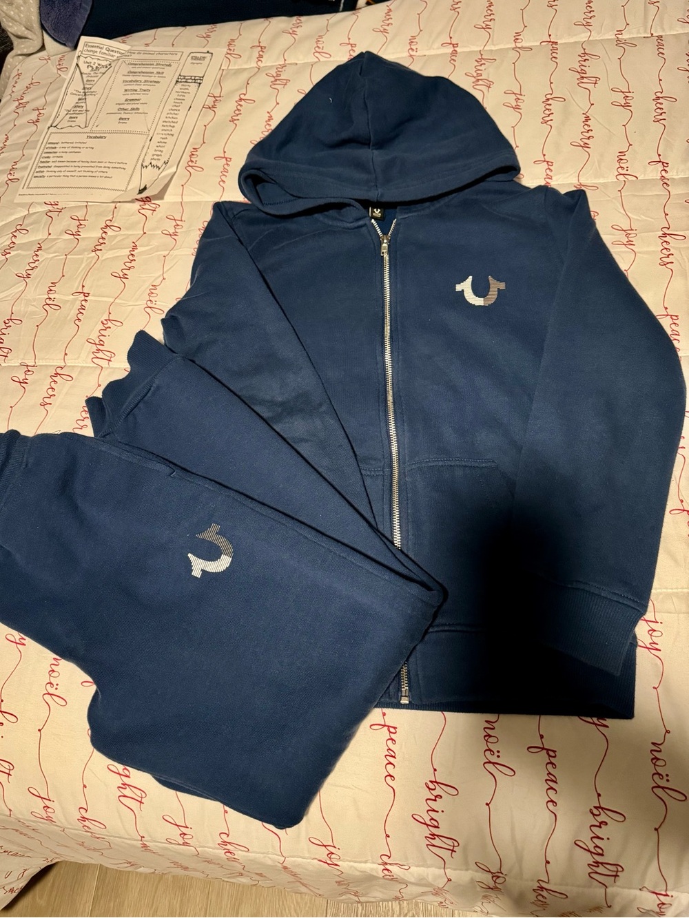 True Religion Navy Blue Hoodie and Sweatpants Set